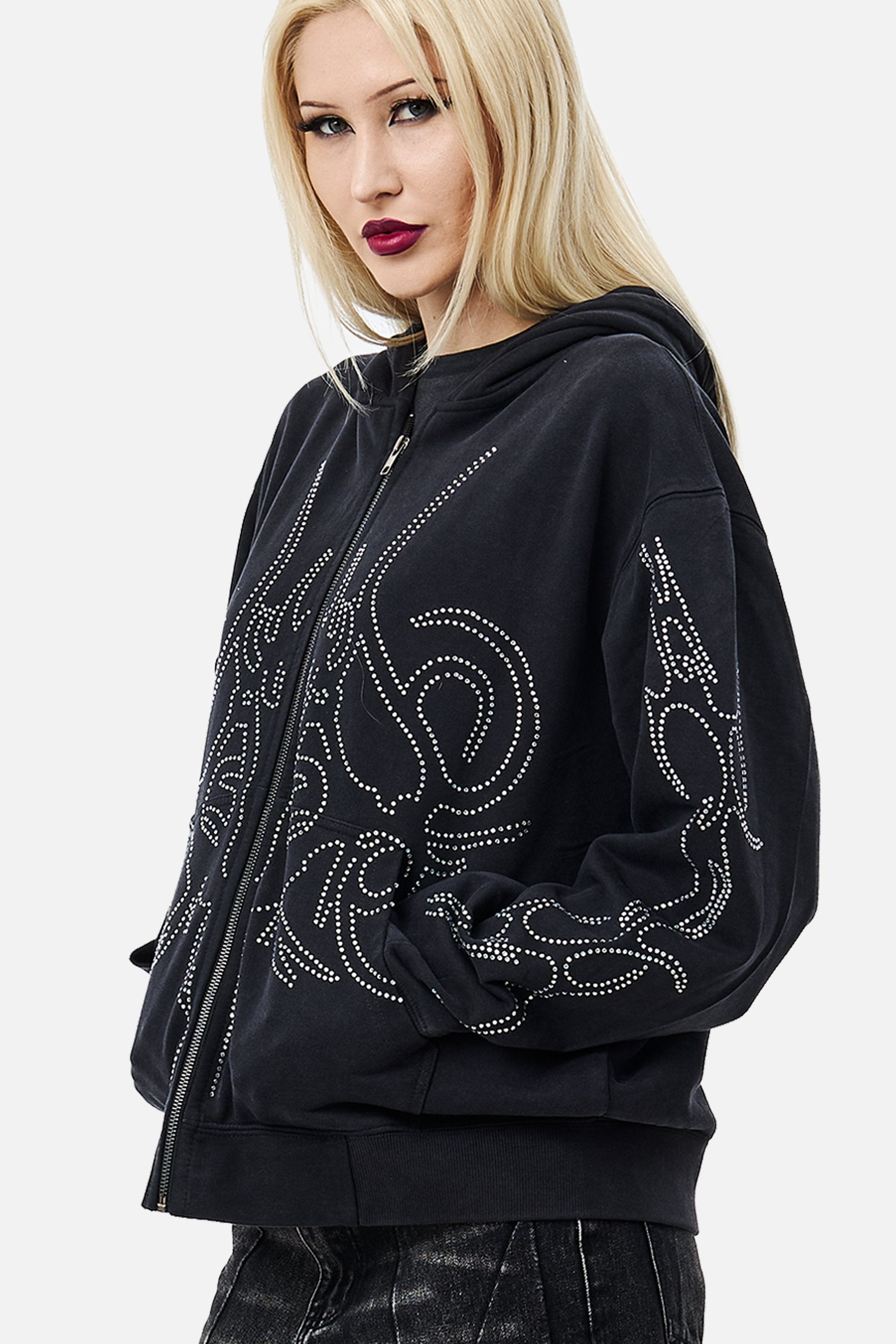 Sigil Rhinestone Zip Hoodie – INSOMNIA VISUALS
