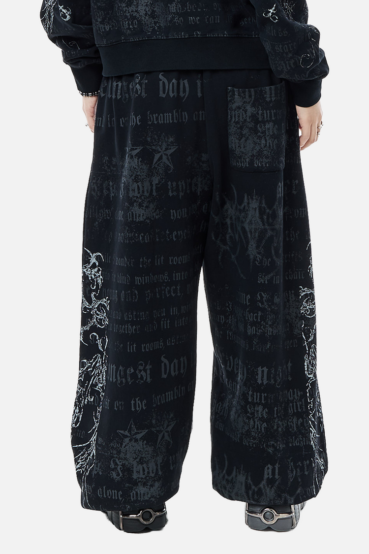 Back view of the Sacred Sweatpants worn with the matching zip hoodie