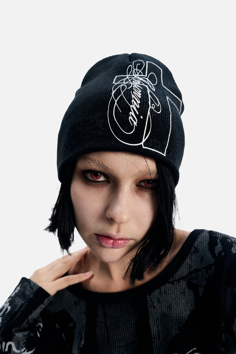 Cross Beanie (Black)