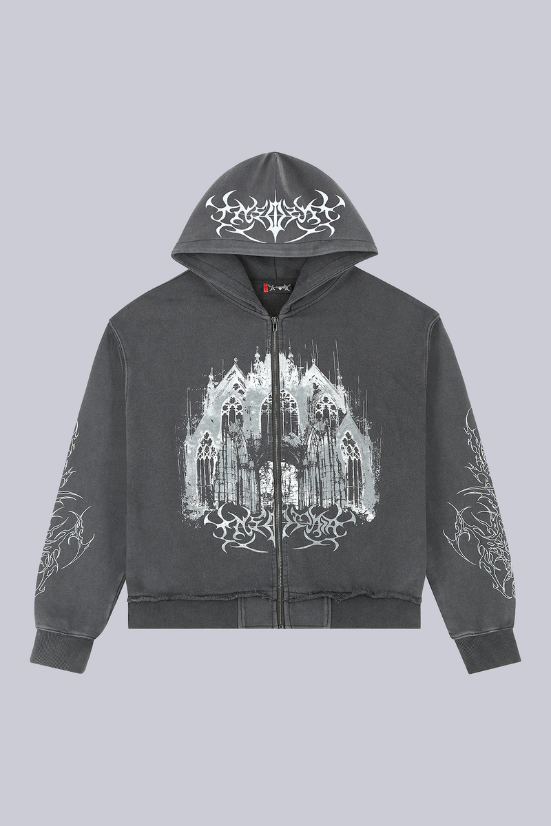 Black Cathedral V2 Zip Hoodie – INSOMNIA VISUALS