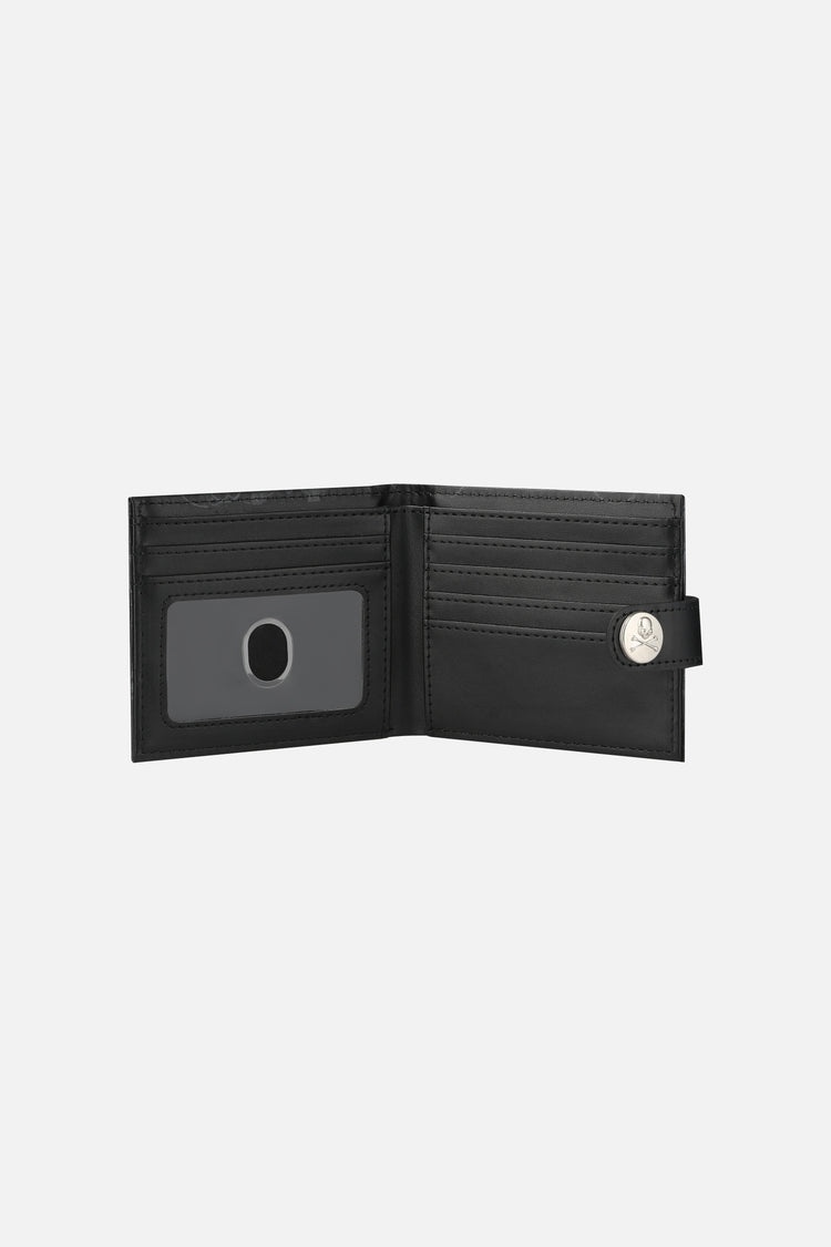 Double Skull Wallet opened to show card slots and ID window