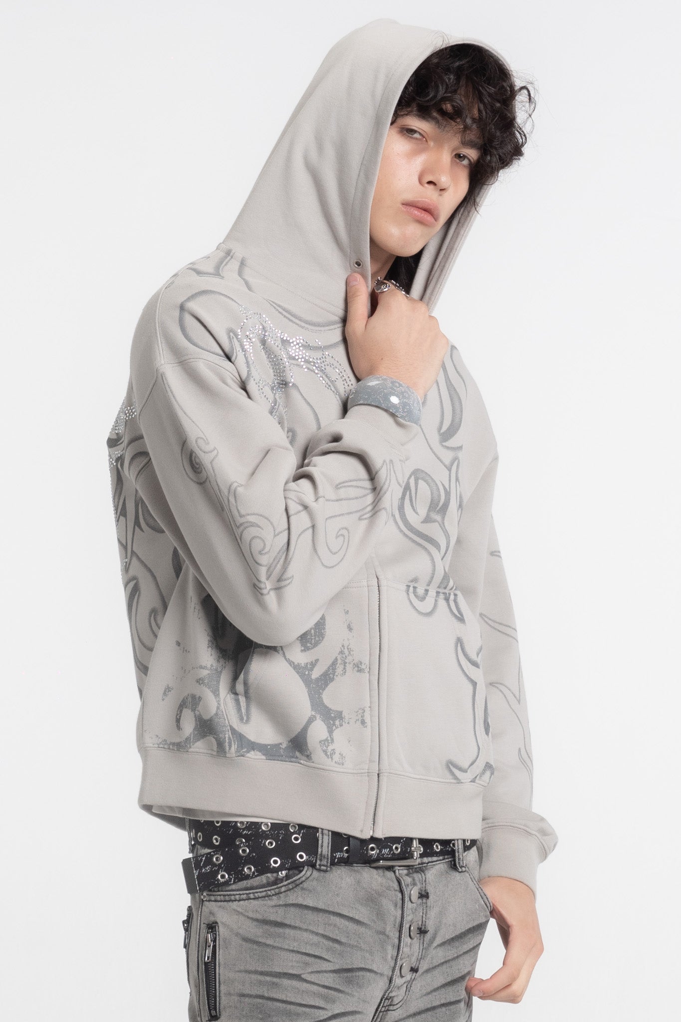 Rhinestone Tribal Zip Hoodie – INSOMNIA VISUALS