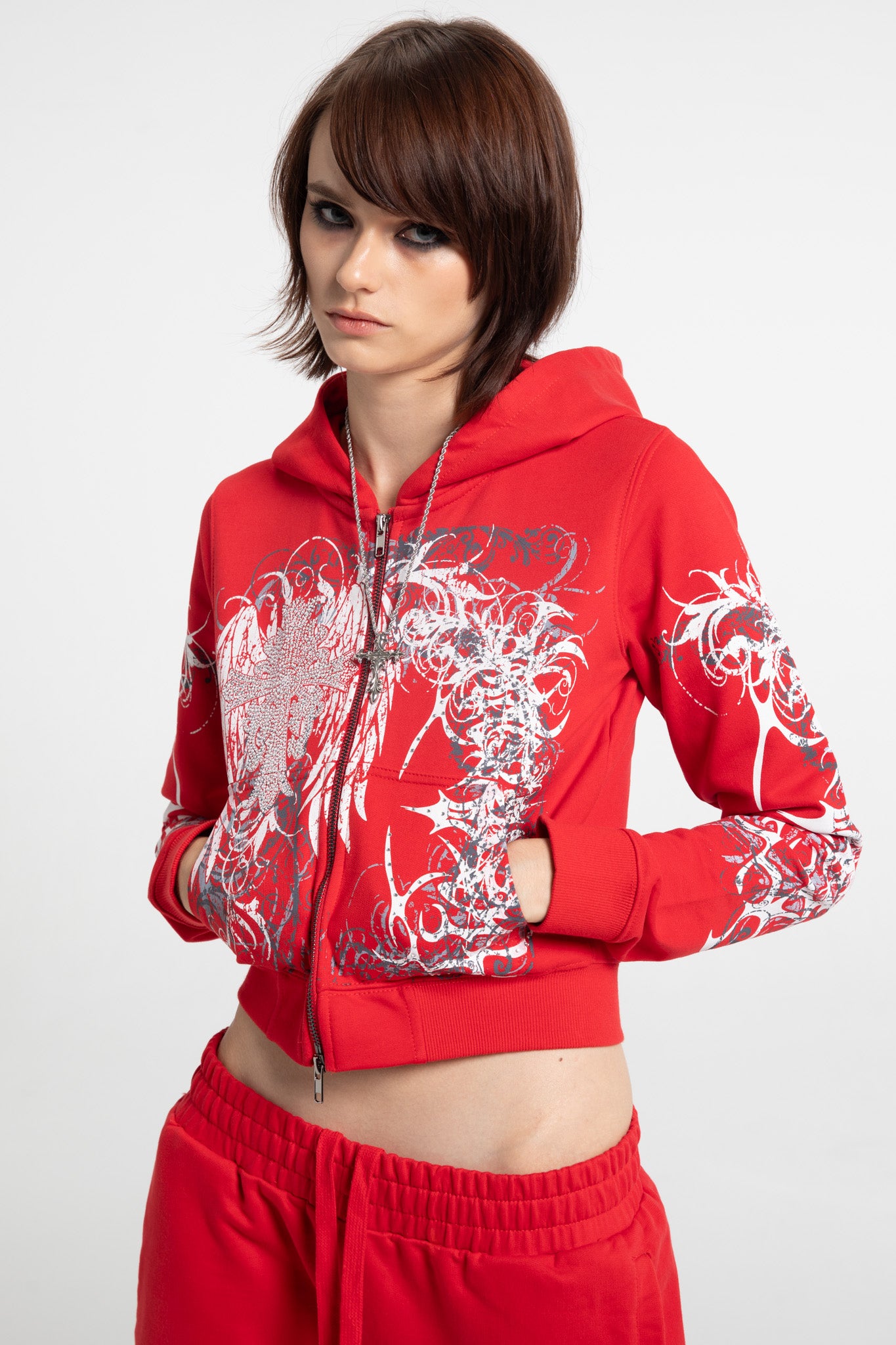 Red Eclipse Cropped Hoodie – INSOMNIA VISUALS