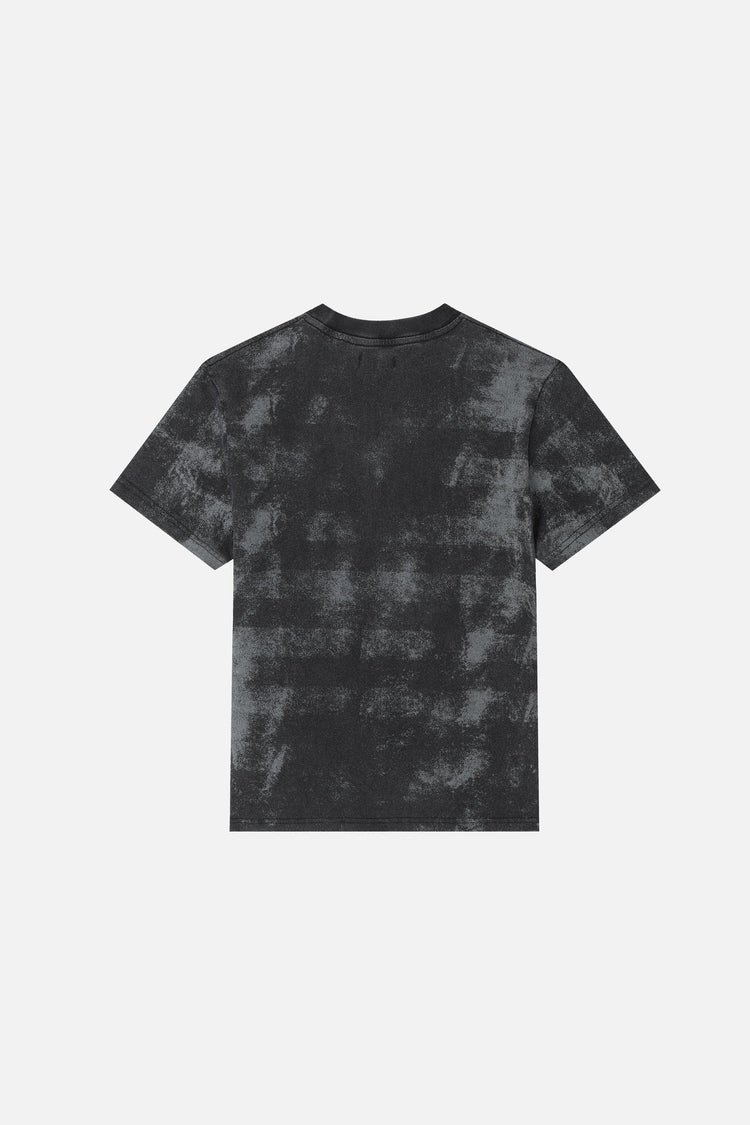 Back of the washed black Midnight Tee laid flat, plain tie-dye style wash