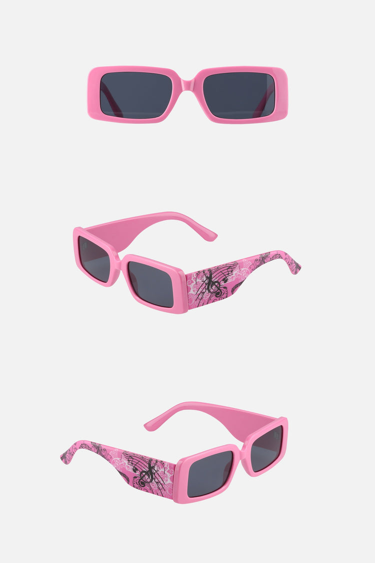 Pink Note Glasses shown front, angled and side