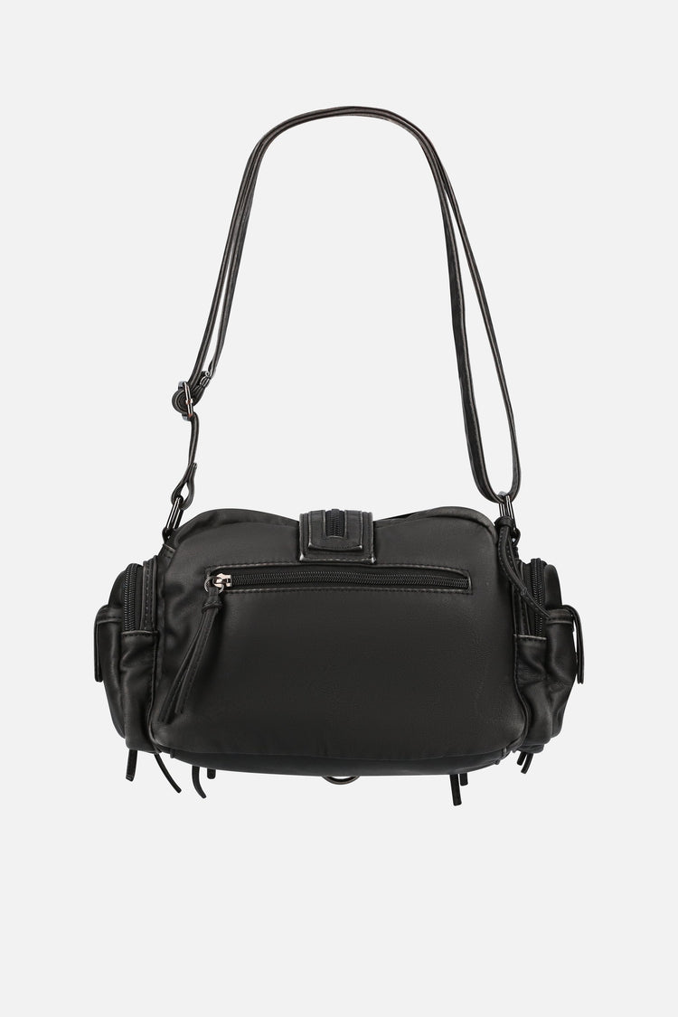 Back of the PU Leather Side Rodeo Bag with zip pocket