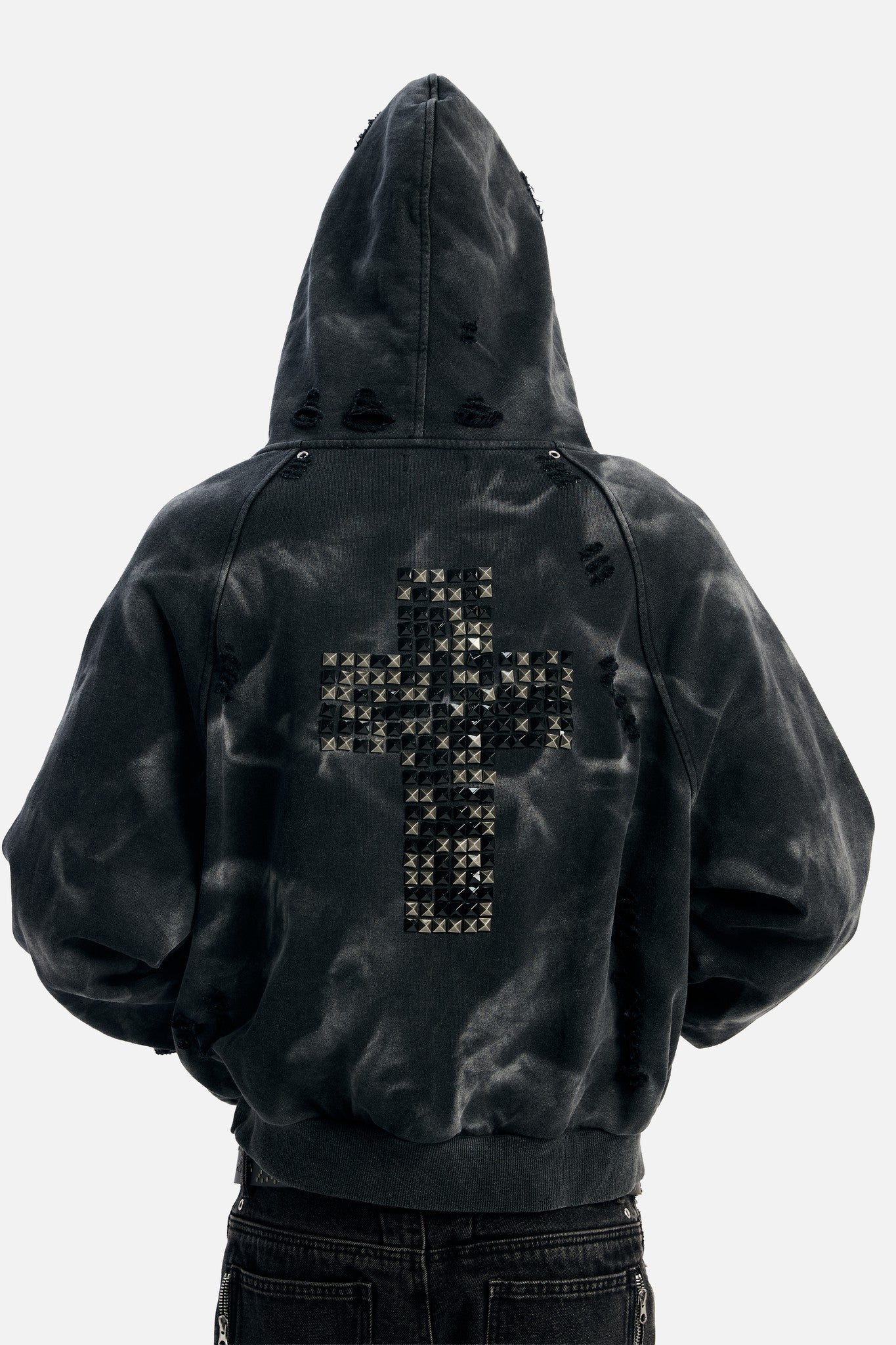 Reels 佐野玲於 BICOLOR ZIP HOODIE Studded Raglan Zip Up Hoodie – INSOMNIA VISUALS
