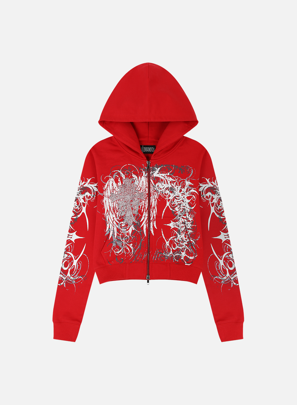 Red Eclipse Cropped Hoodie – INSOMNIA VISUALS