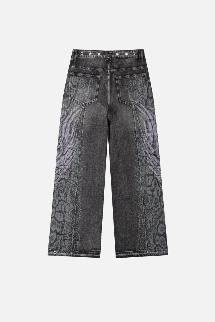 Snakeskin Tribal Destroyer Denim - Back