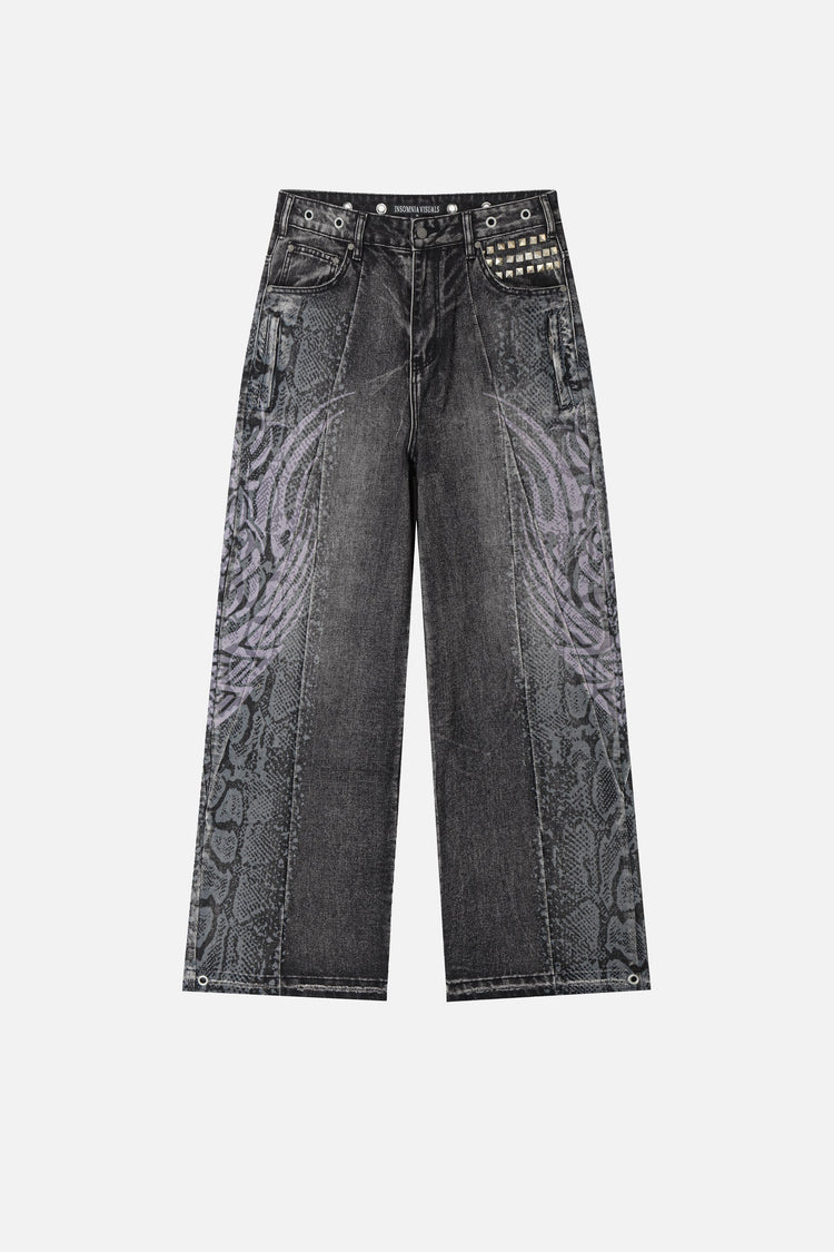 Snakeskin Tribal Destroyer Denim - Front