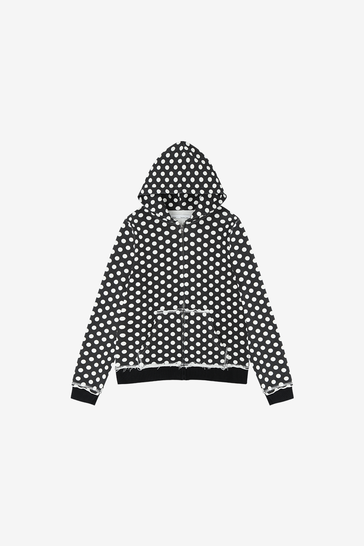 Black Polka Dot Slim Zip Hoodie
