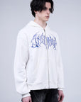 White Cross Zip Hoodie