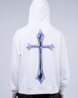 White Cross Zip Hoodie