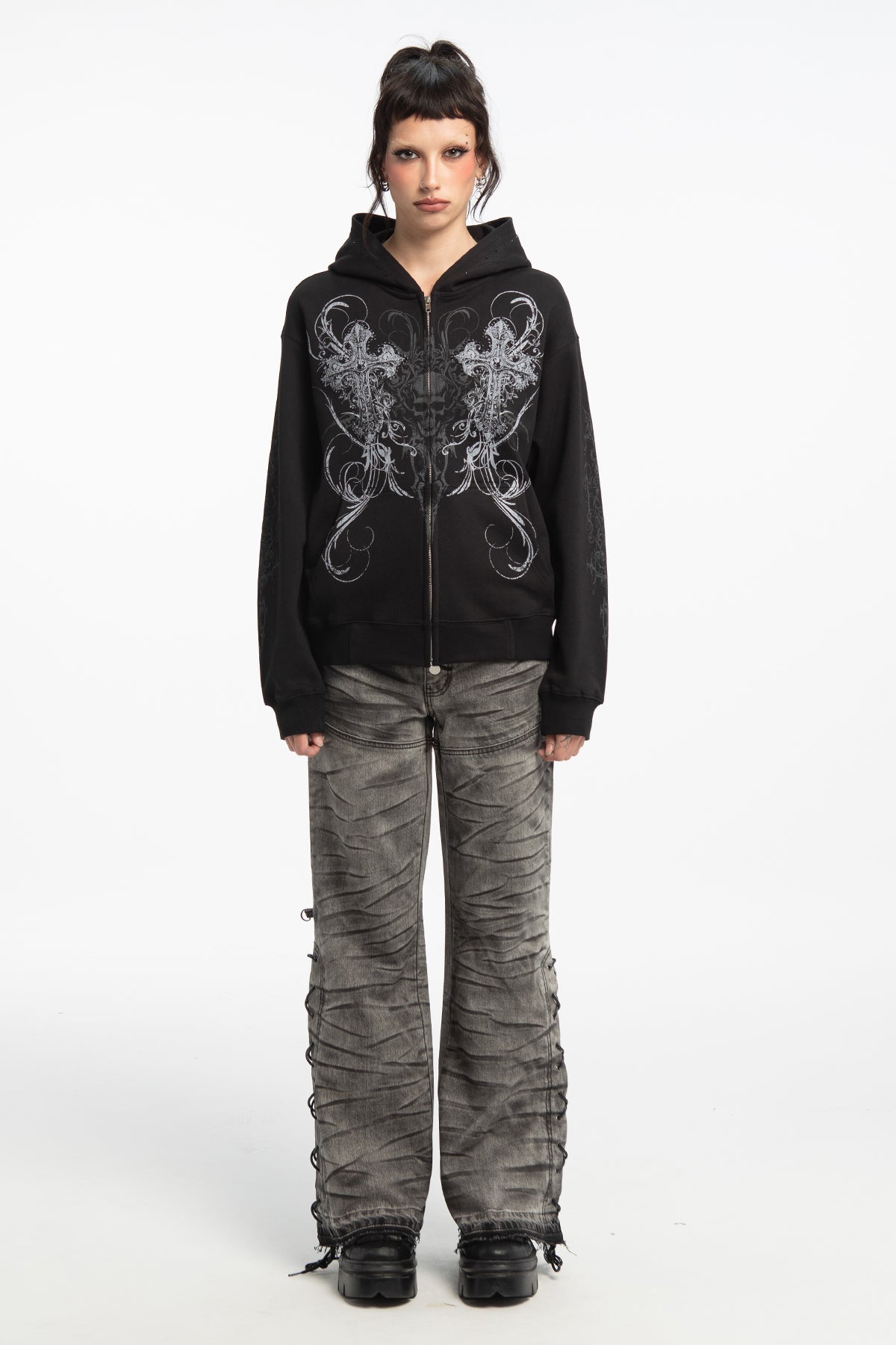 Double Cross Rhinestone Hoodie – INSOMNIA VISUALS