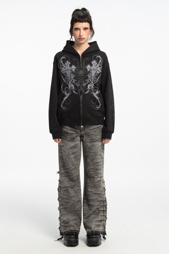 Double Cross Rhinestone Hoodie