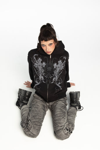 Double Cross Rhinestone Hoodie