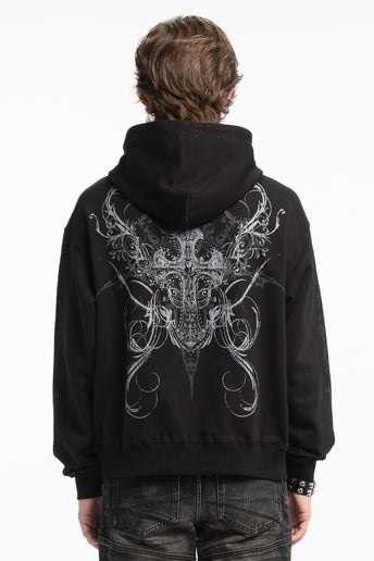 Double Cross Rhinestone Hoodie