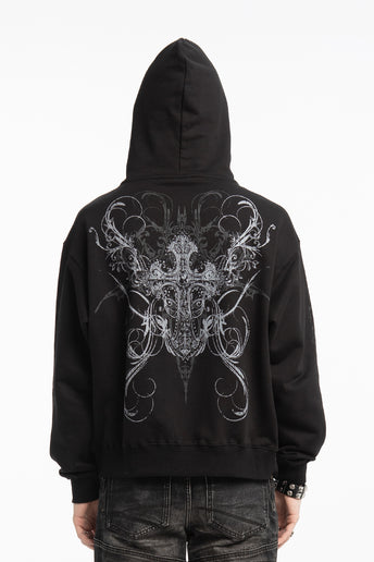 Double Cross Rhinestone Hoodie