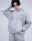 Gray Sigil Zip Hoodie