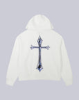 White Cross Zip Hoodie