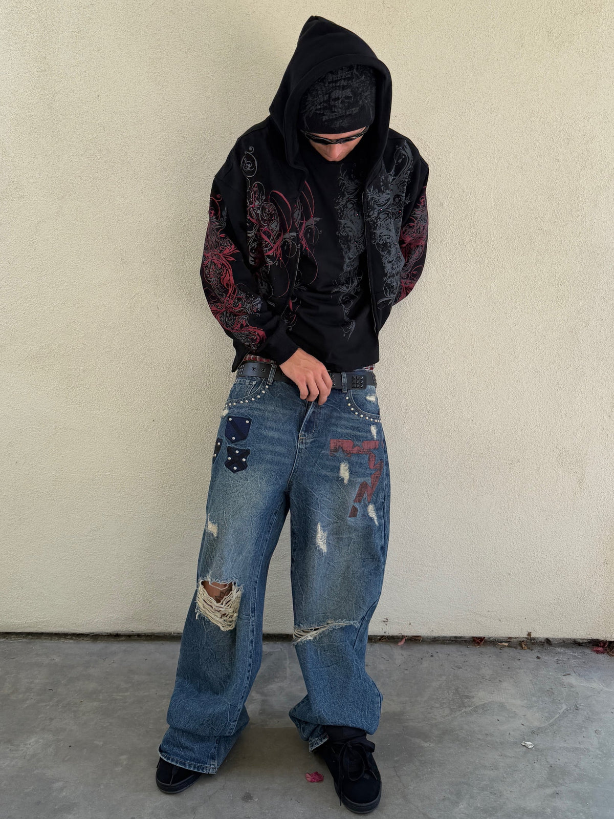 Black Scripture Eclipse Zip Up Hoodie
