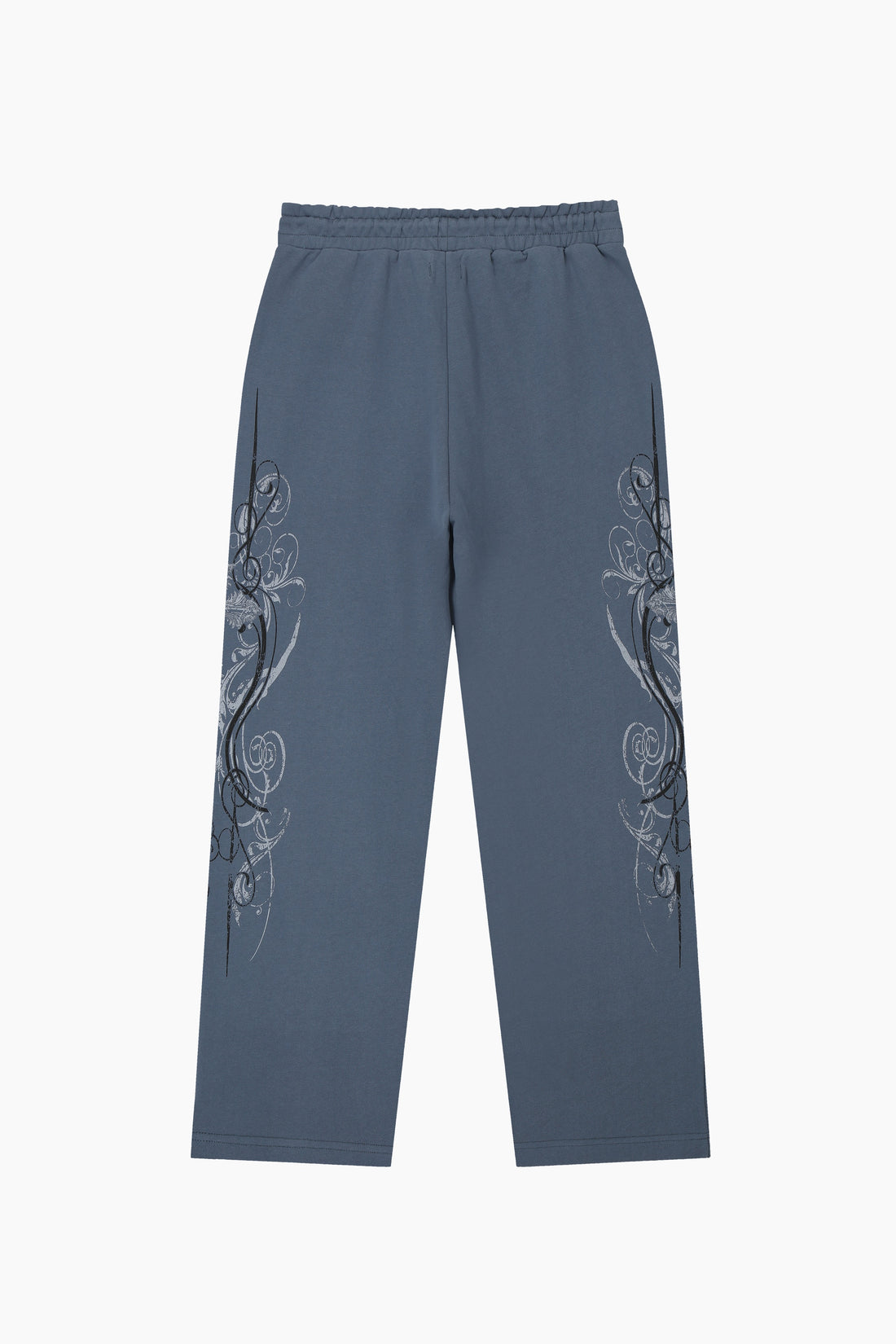 Back of the Midnight Blue Crux Sweatpants laid flat, wide straight legs