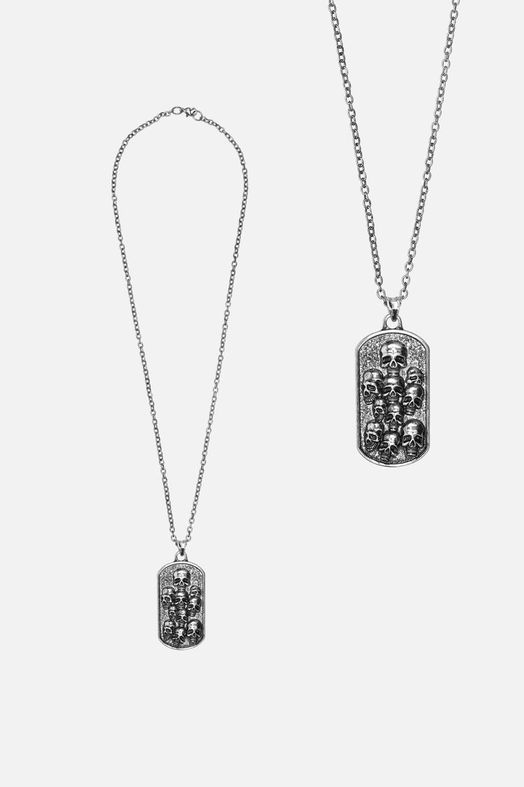 Skulls Dog Tag Necklace