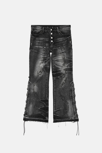 Snakeskin Flared Denim