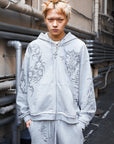 Gray Sigil Zip Hoodie