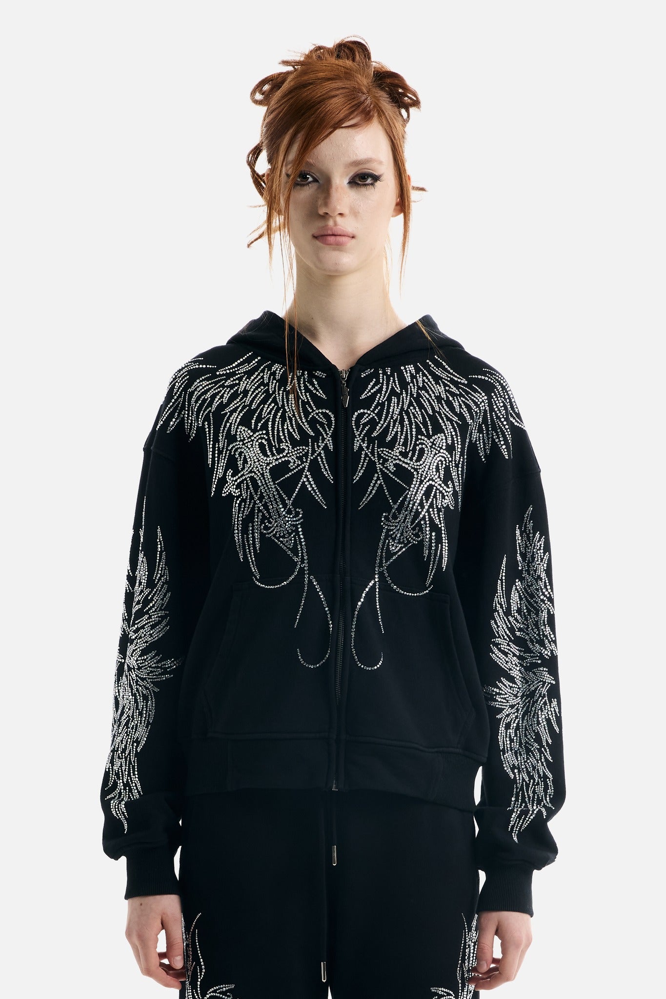 All Over Wings Rhinestone Hoodie - ecom
