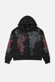 Black Scripture Eclipse Zip Up Hoodie
