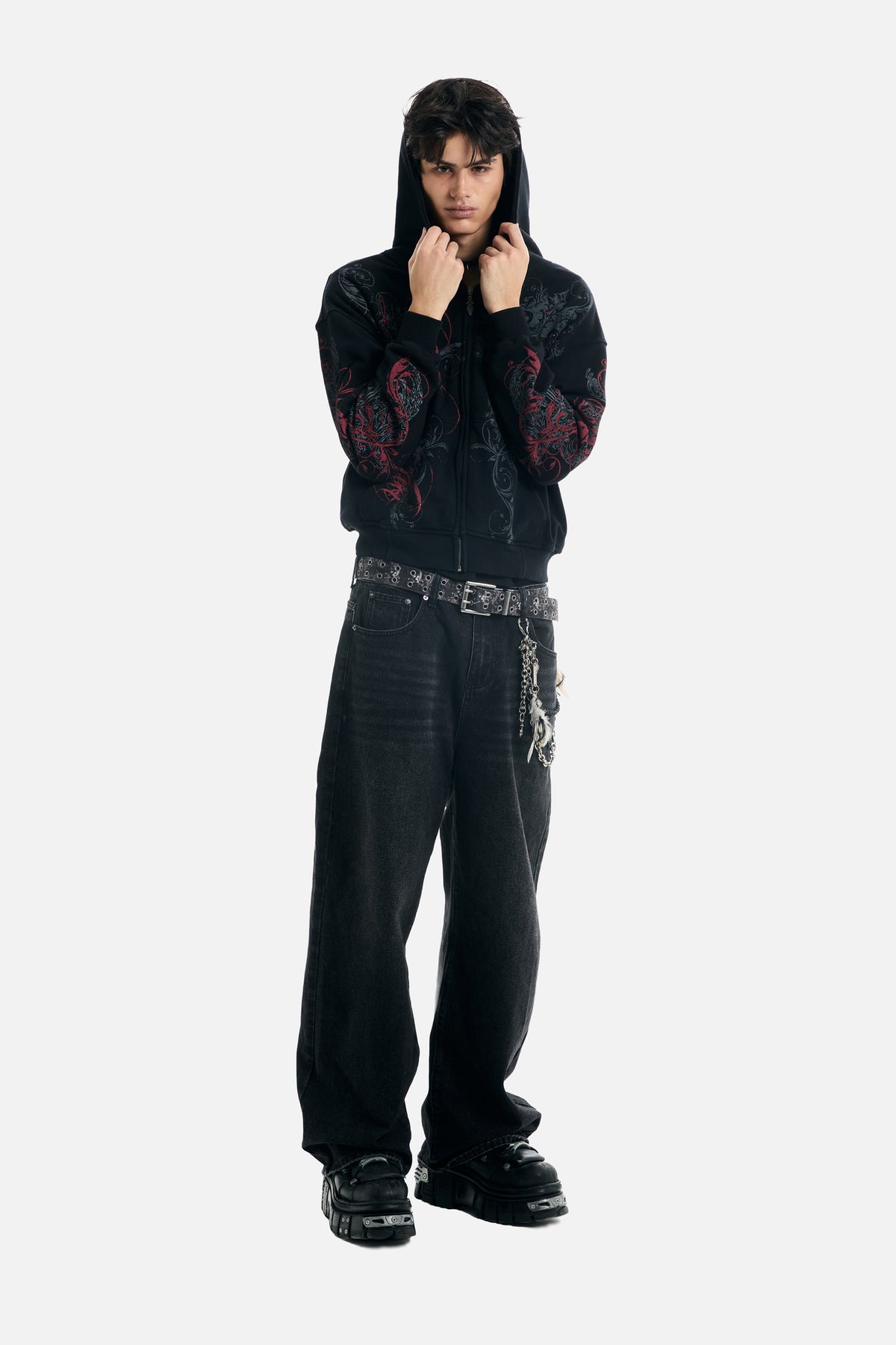 Black Scripture Eclipse Zip Up Hoodie
