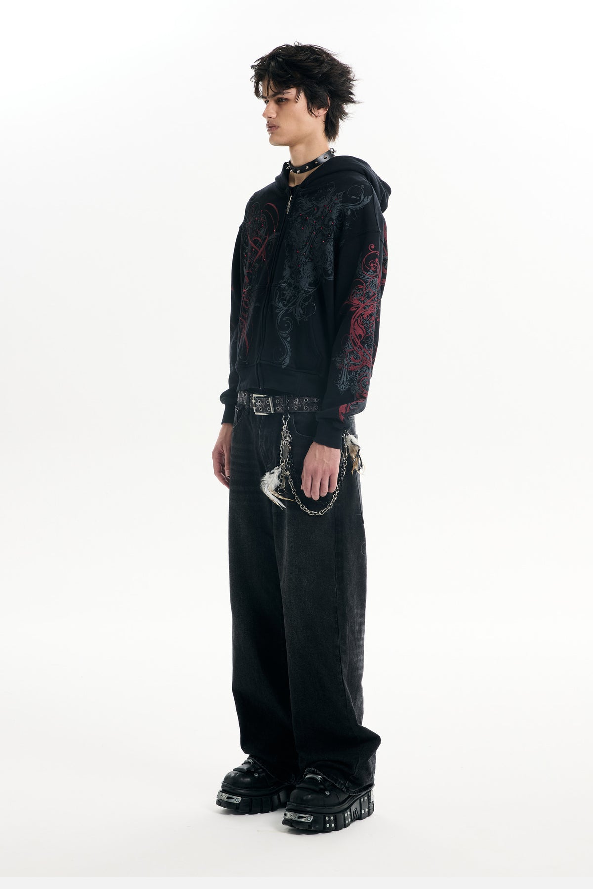 Black Scripture Eclipse Zip Up Hoodie