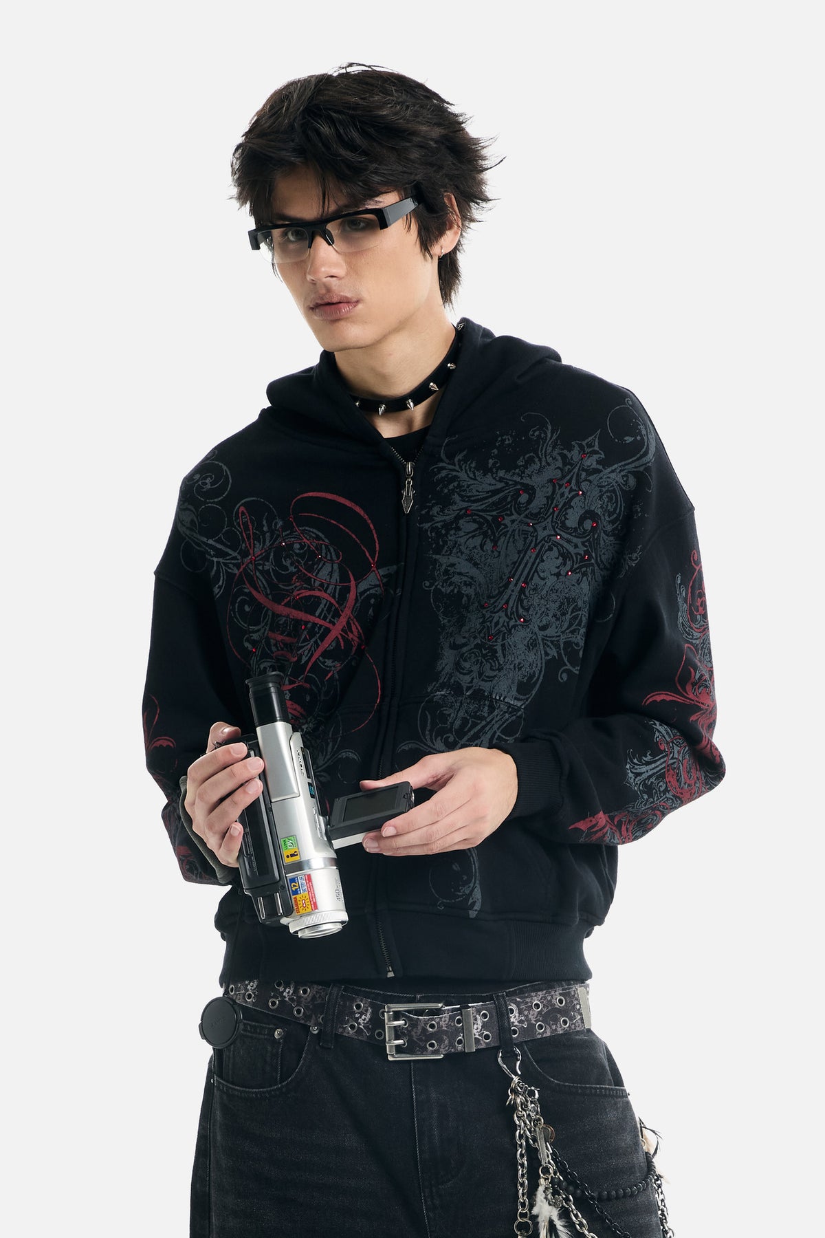 Black Scripture Eclipse Zip Up Hoodie