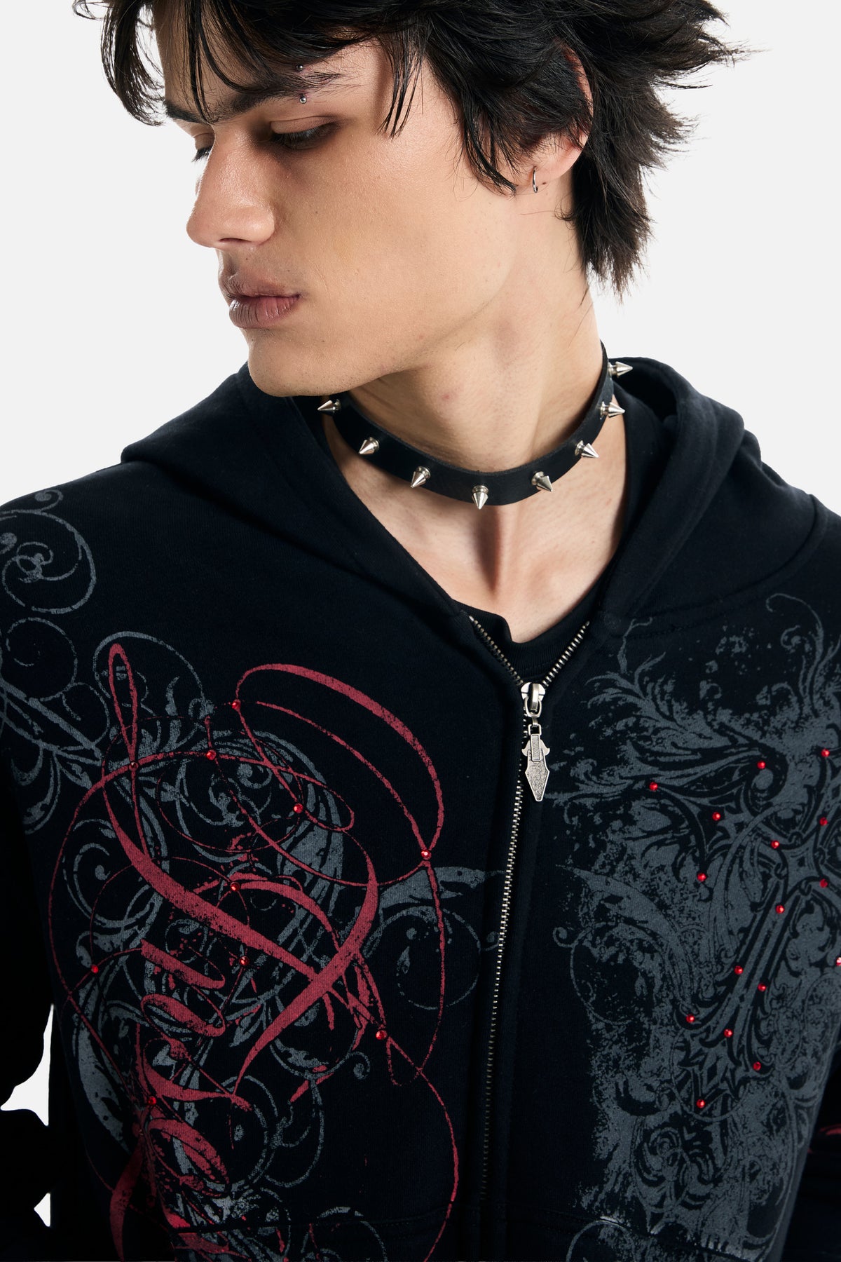 Black Scripture Eclipse Zip Up Hoodie