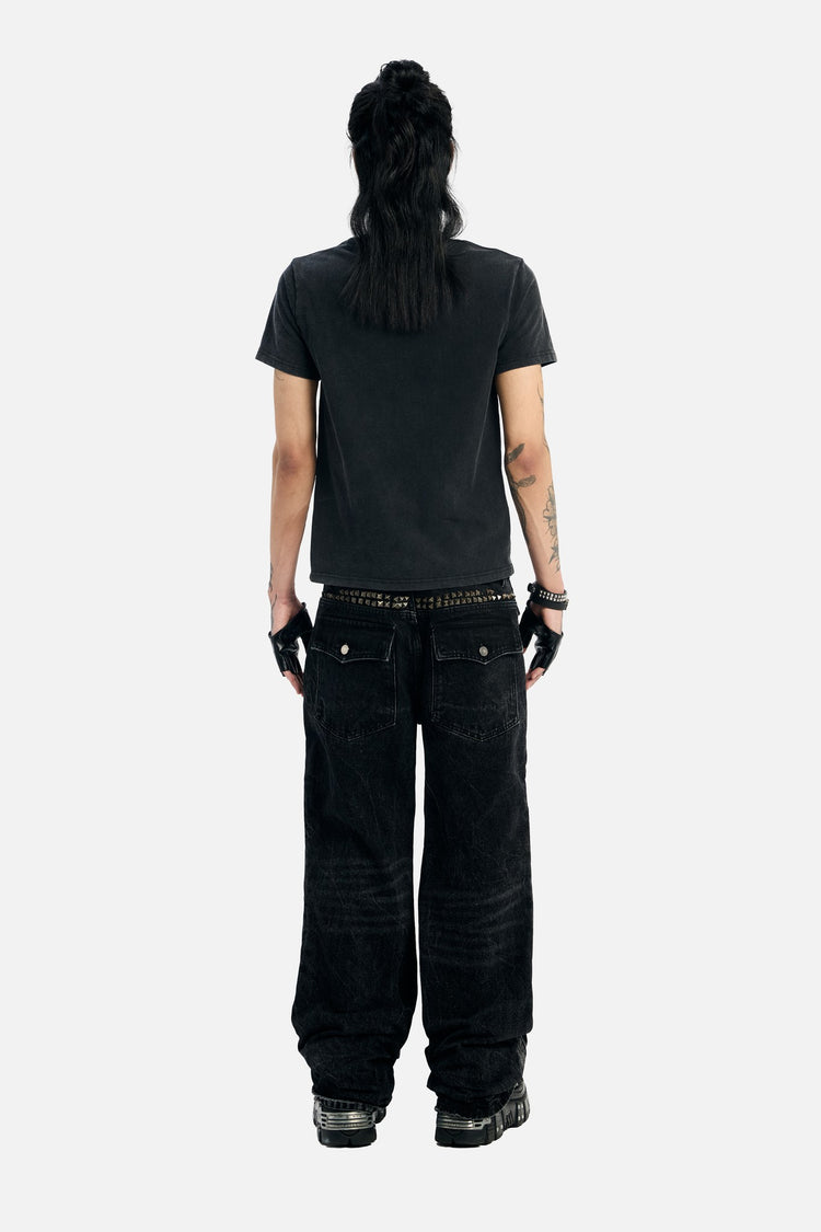 Black Pyramid Stud Cropped Tee