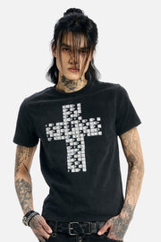 Black Pyramid Stud Cropped Tee