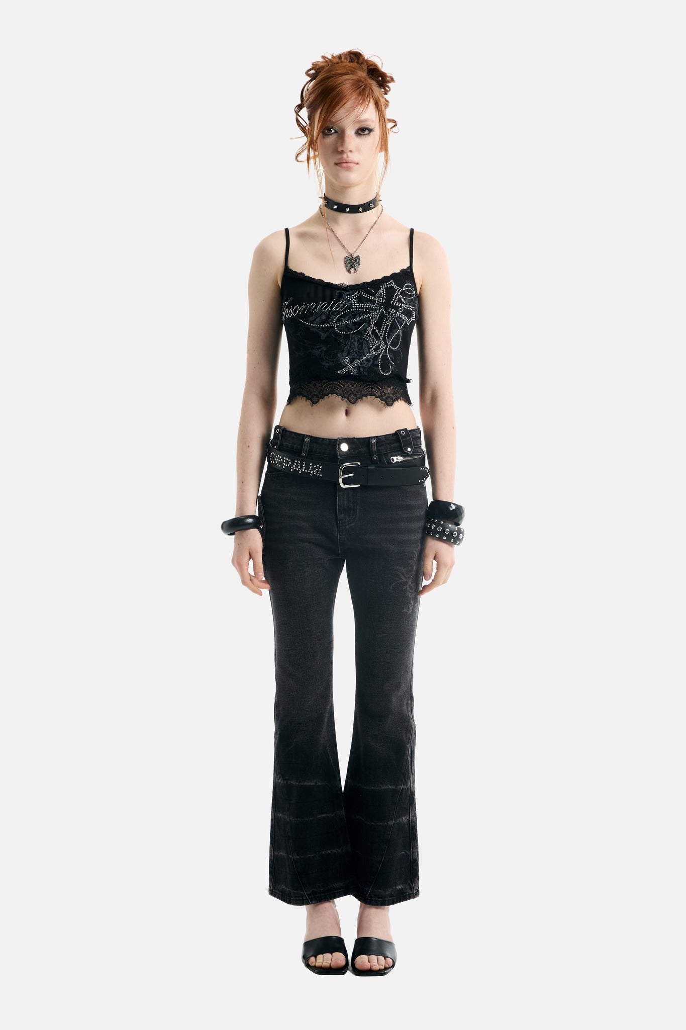 Blessed Rhinestone Lace Crop Tank - ecom