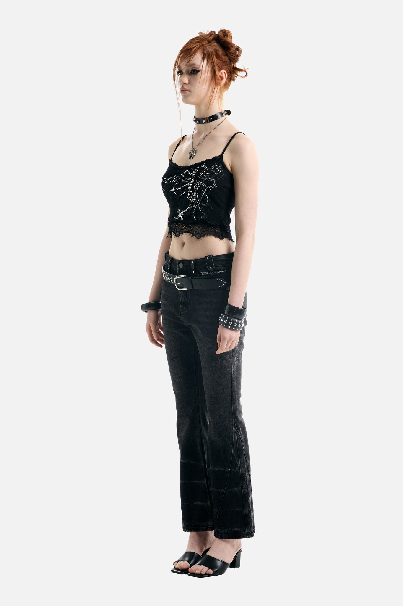 Blessed Rhinestone Lace Crop Tank - ecom