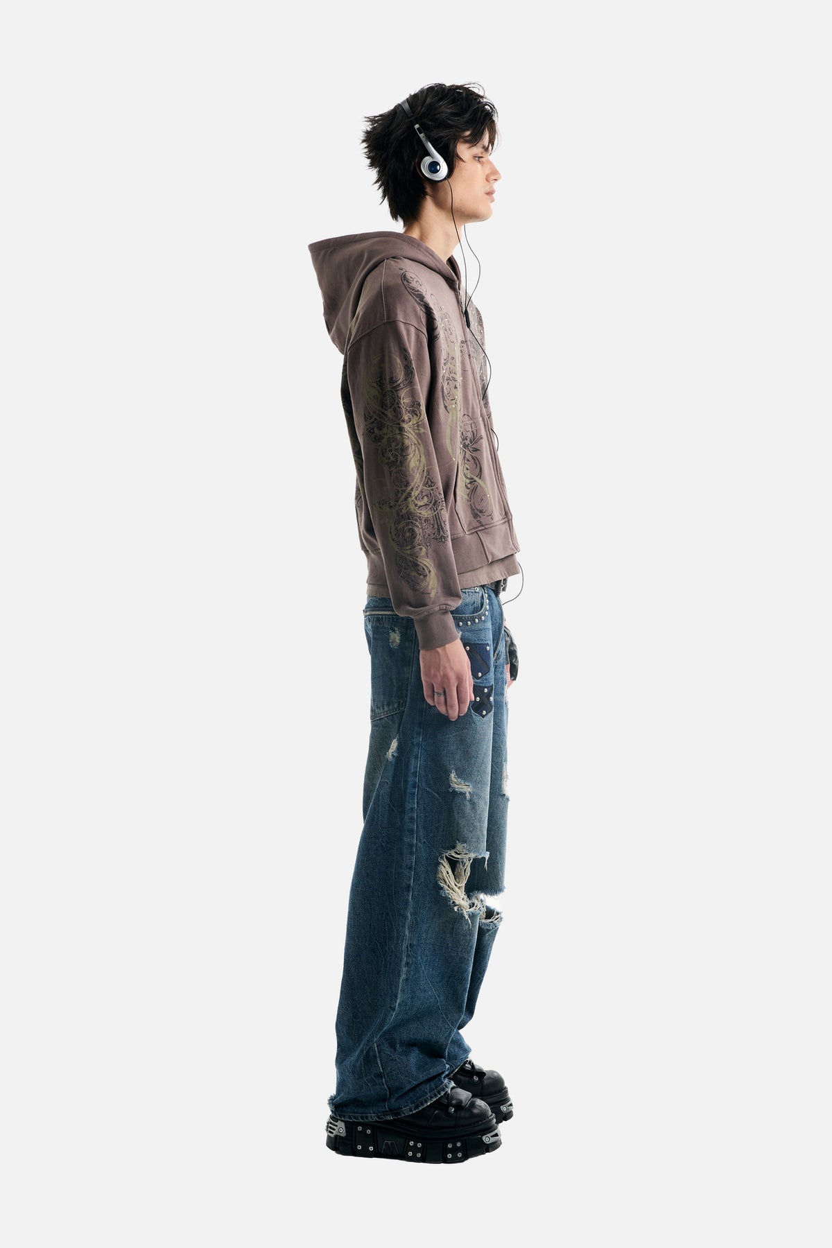 Brown Scripture Eclipse Zip Up Hoodie