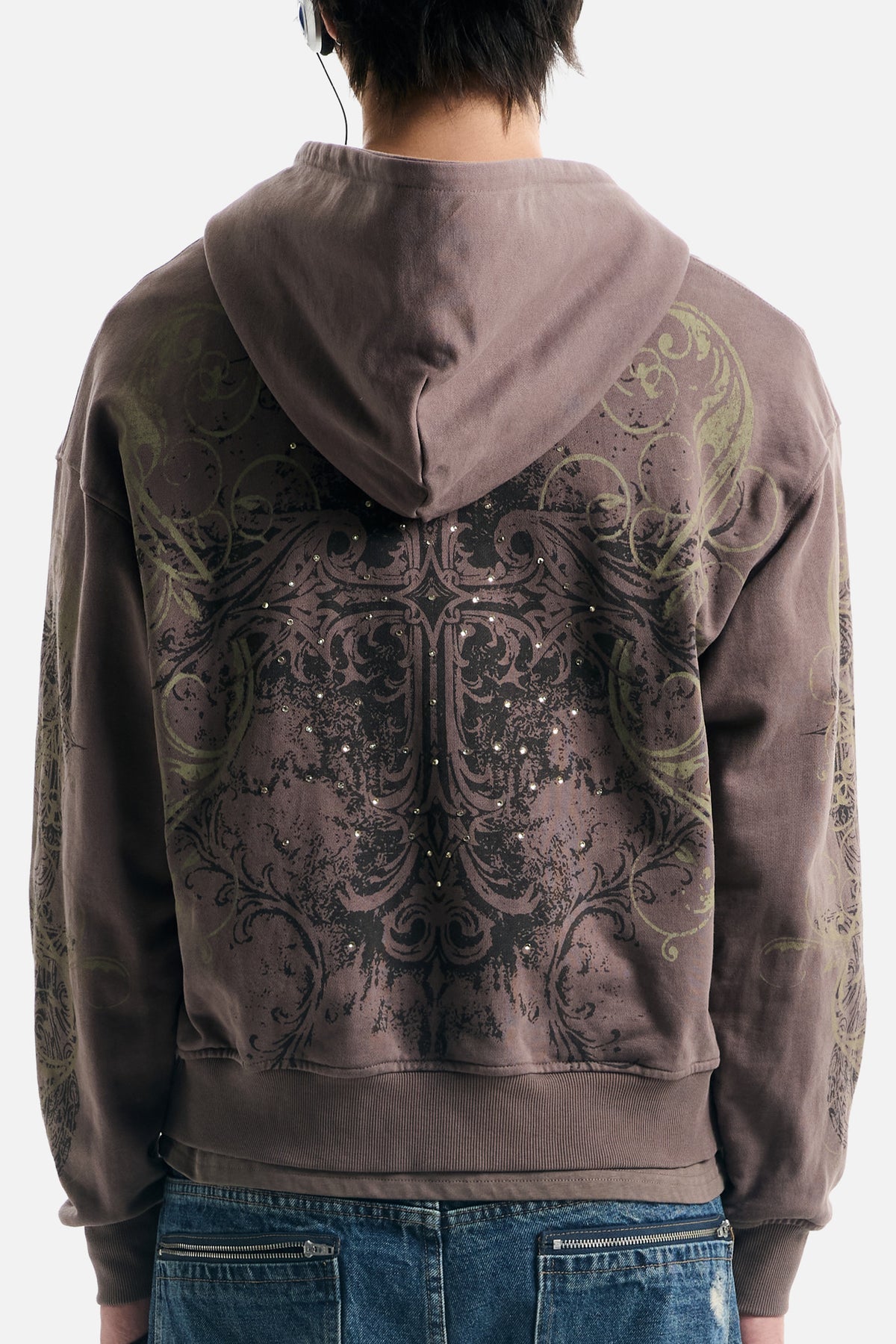 Brown Scripture Eclipse Zip Up Hoodie