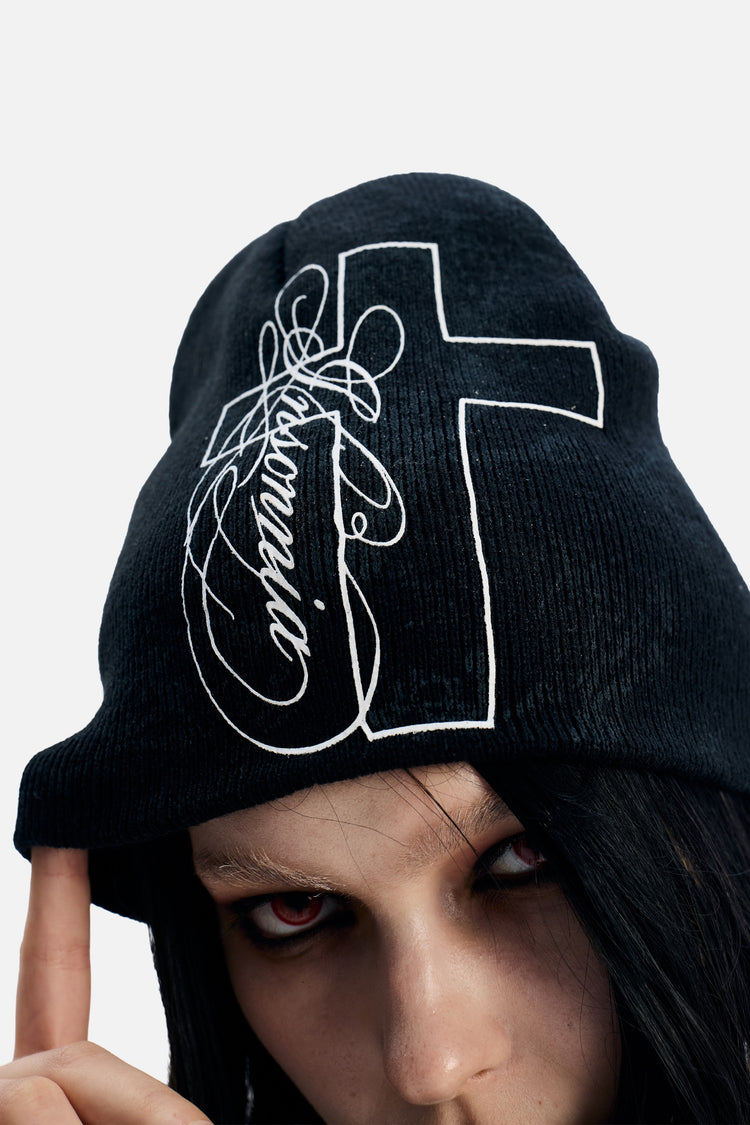 Cross Beanie (Black)