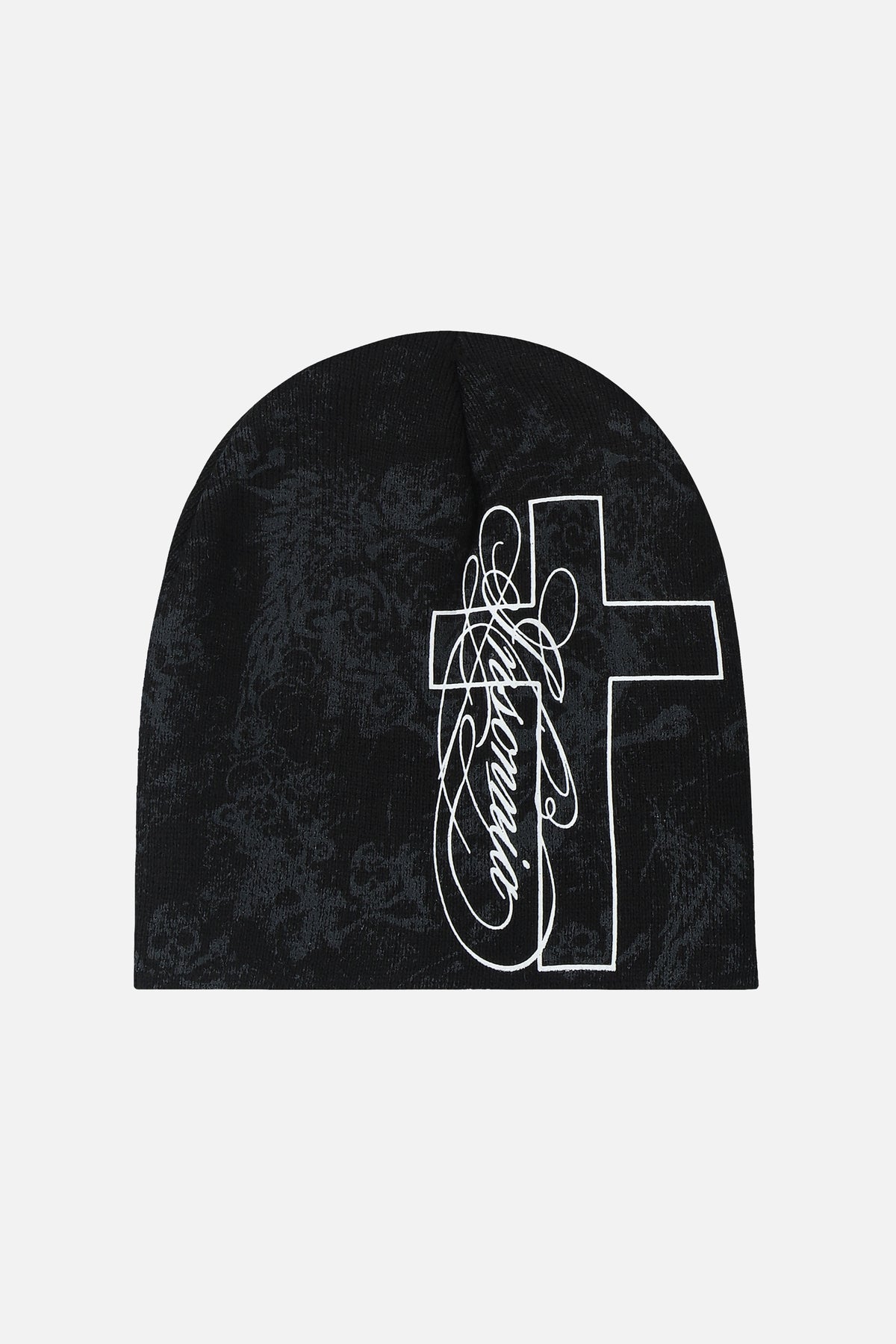 Cross Beanie (Black) - Front
