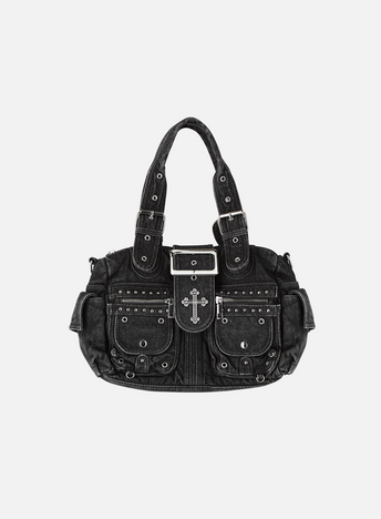 Cross Denim Shoulder Bag