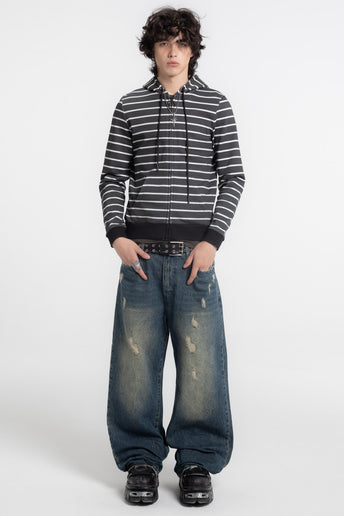 Stripe Slim Zip Hoodie