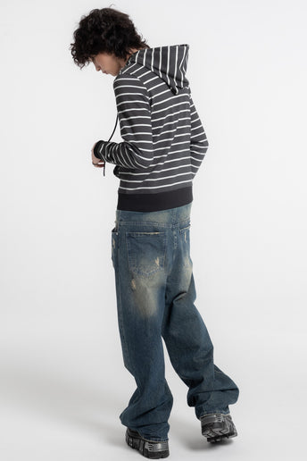 Stripe Slim Zip Hoodie
