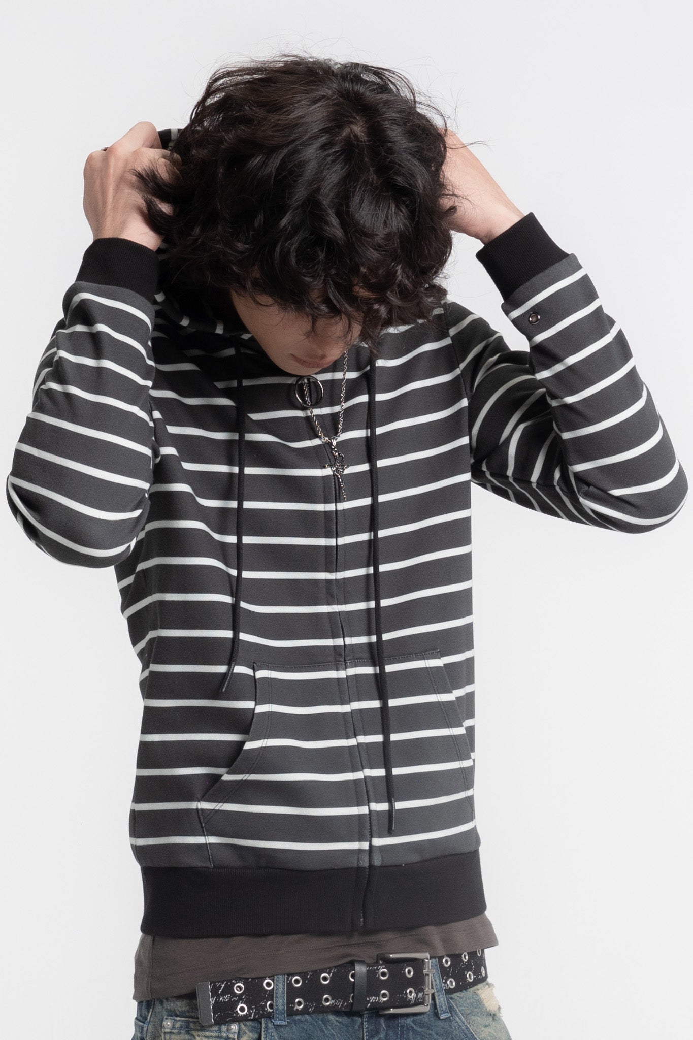 Stripe Slim Zip Hoodie