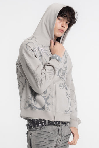 Rhinestone Tribal Zip Hoodie