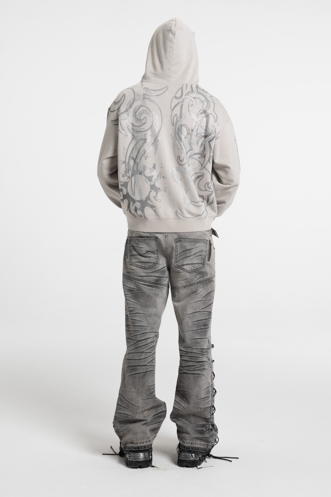 Rhinestone Tribal Zip Hoodie