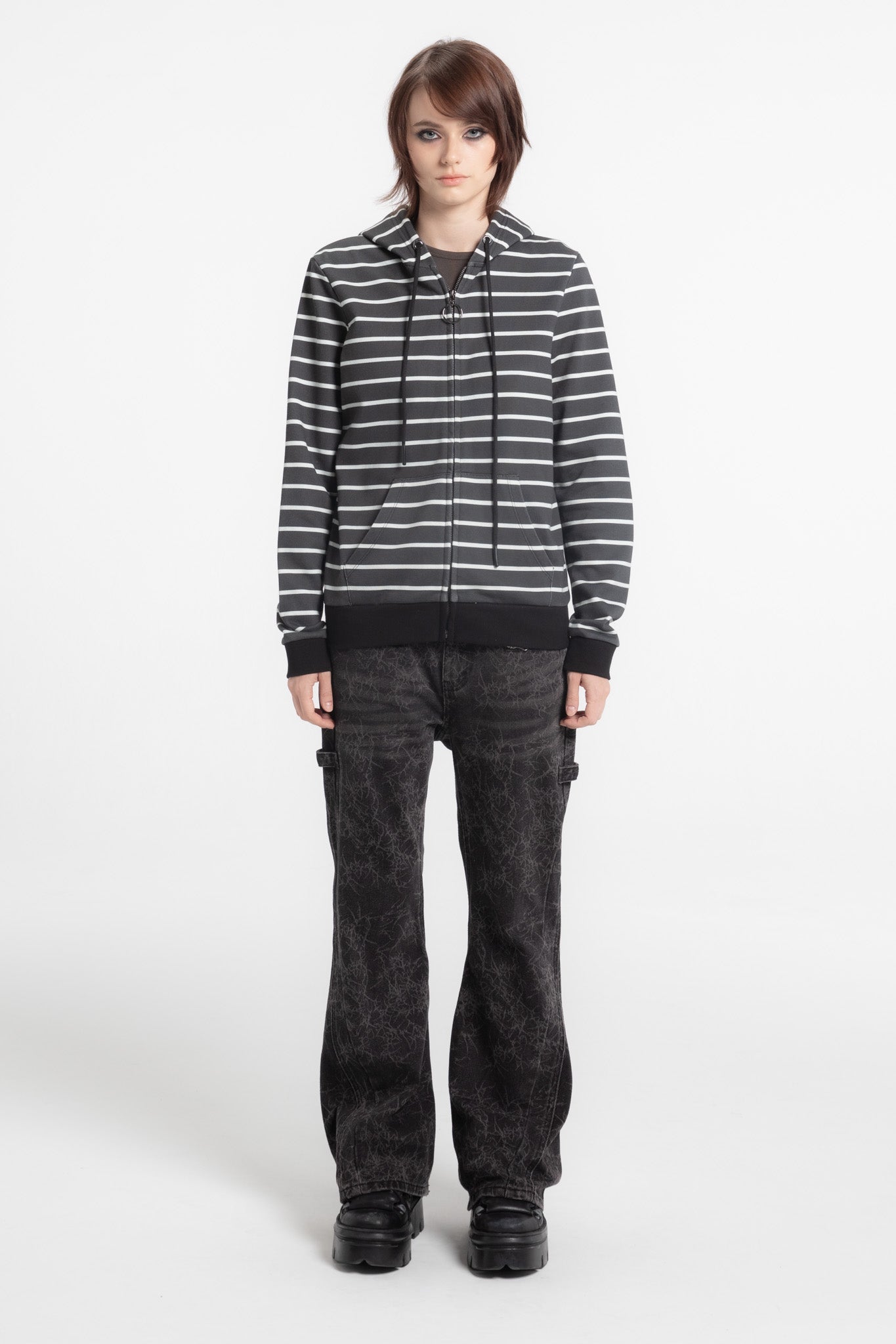 Stripe Slim Zip Hoodie